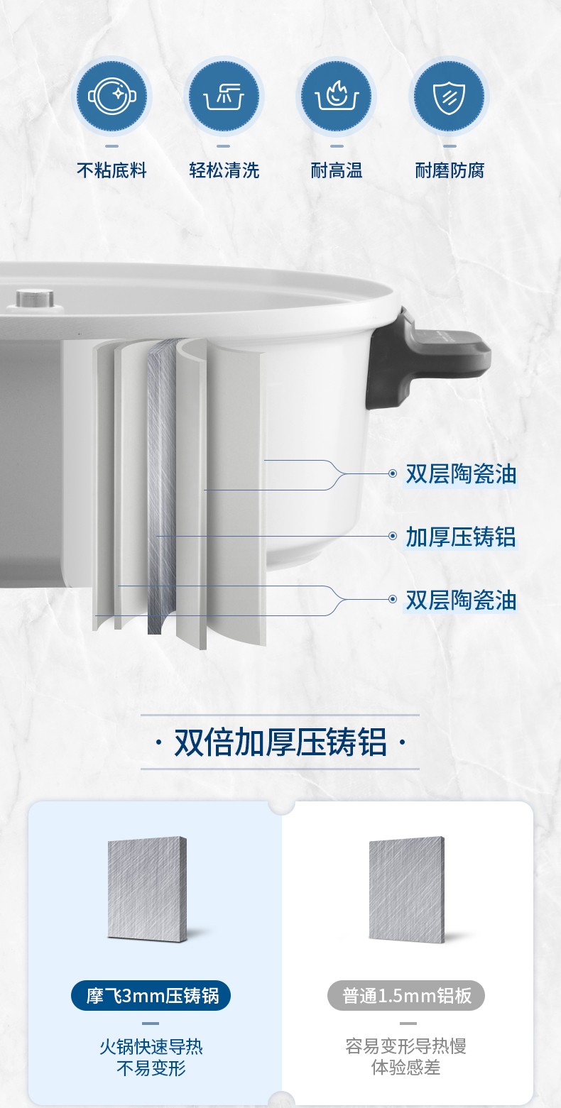 摩飞多功能升降料理锅 MR9090 白